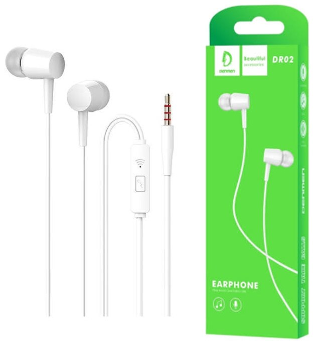 Фото - Наушники вкладыши проводные Denmen DR02 3.5mm 1.2 м White (DE-DR02-WH)