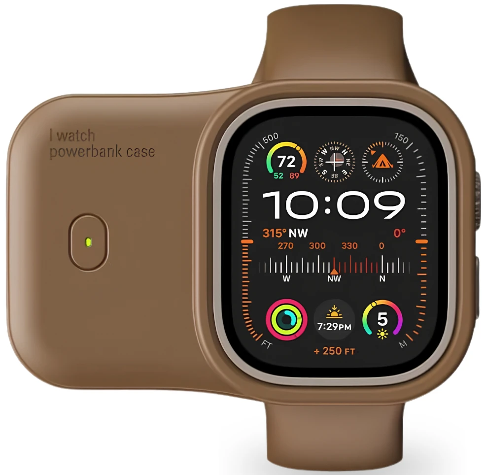 Батарея мобильная BeCover Charging Soft Case for Apple Watch 49mm 1200 mAh Brown (716532)