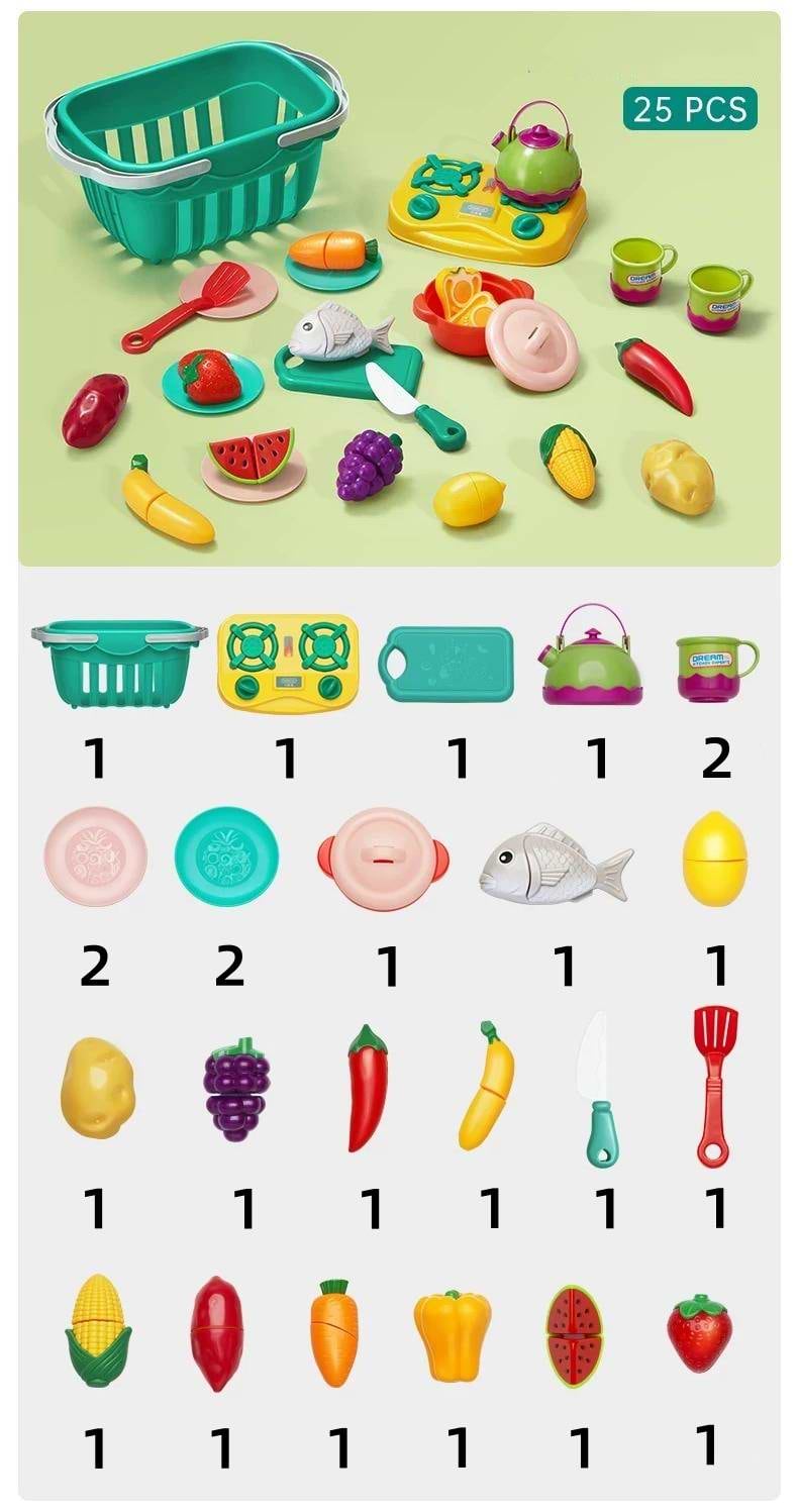 Фото - Сюжетно-рольова гра. Магазин Beiens Кошик з овочами і фруктами на липучках 25 пр. (B118)