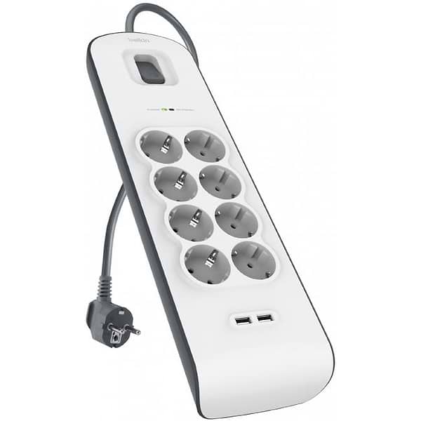 Фото - Мережевий фільтр Belkin 8 розеток 2xUSB 2m (BSV804vf2M)