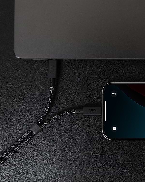 Фото - Перехідник Native Union Belt Cable USB-C to 2 USB-C 140W Cosmos Black 2 м (BELT-C-2C-COS)