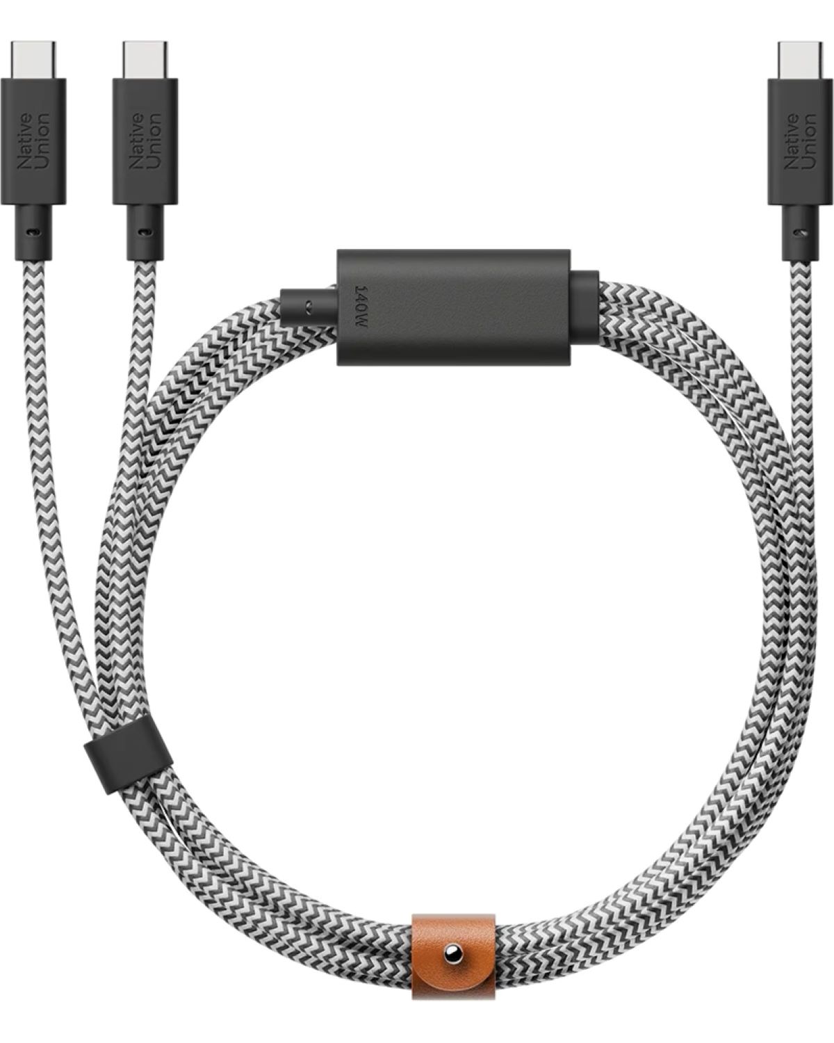 Перехідник Native Union Belt Cable USB-C to 2 USB-C 140W Zebra (2 m) (BELT-C-2C-ZEB)