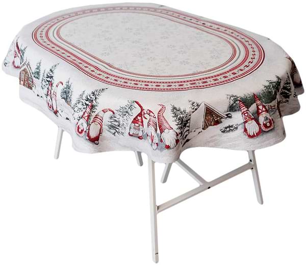 Фото - Скатертина овальна Прованс новогодня Snowfall 135х180 см (041725)