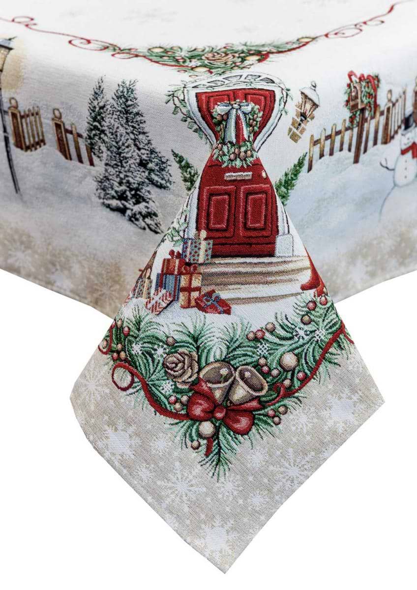 Скатертина прямокутна Прованс гобелен з велюром Святковий дім 135х240 (031283)