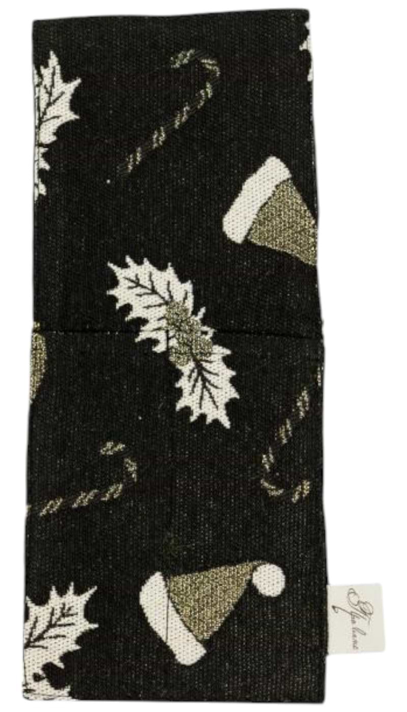 Чехол для столовых приборов Прованс Новогодний Шапочки на черном 24х10 см (037920)