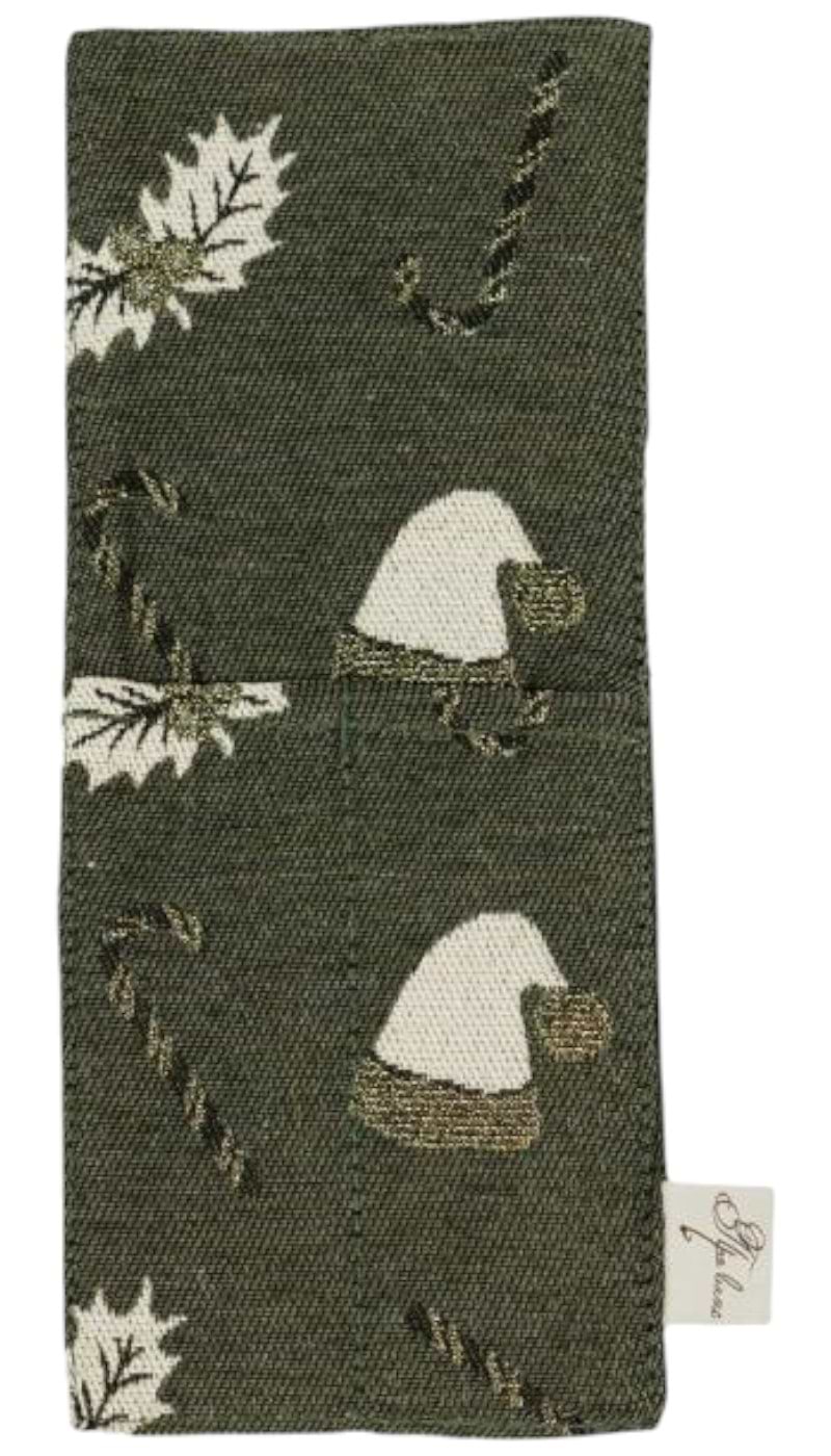 Чехол для столовых приборов Прованс Новогодний Шапочки на зеленом 24х10 см (037924)