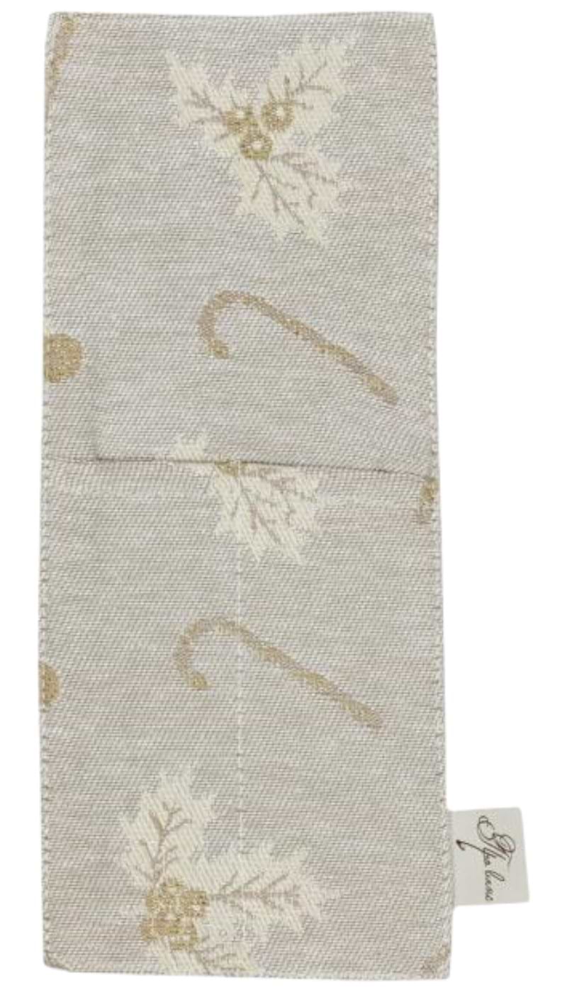 Чехол для столовых приборов Прованс Новогодний Шапочки на бежевом 24х10 см (037922)