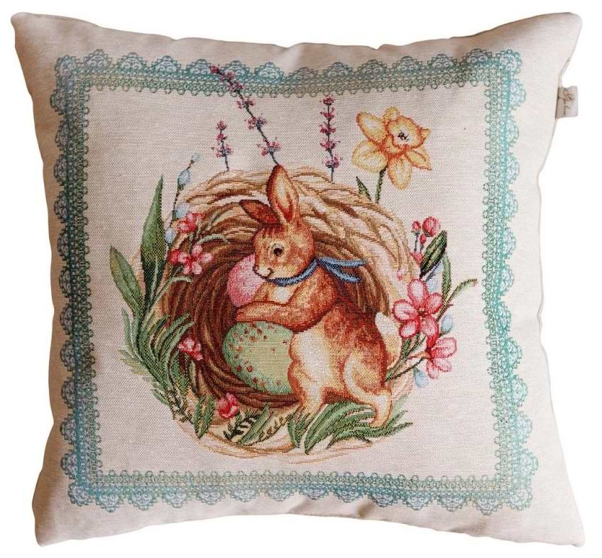 Наволочка Прованс Великоднева Зайчик зі стрічкою 45х45 см (034250)