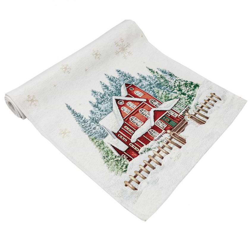 Скатертина раннер Прованс гобелен з велюром Святковий дім 40х140 (031360)