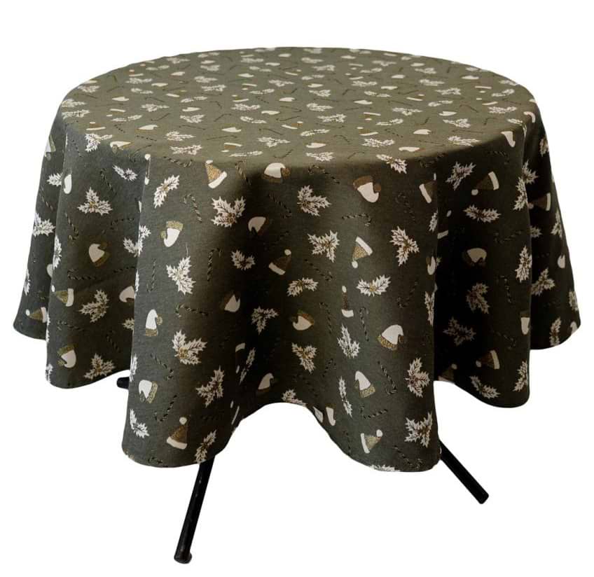 Скатерть круглая Прованс Шапочки на зеленом D136 см (036866)
