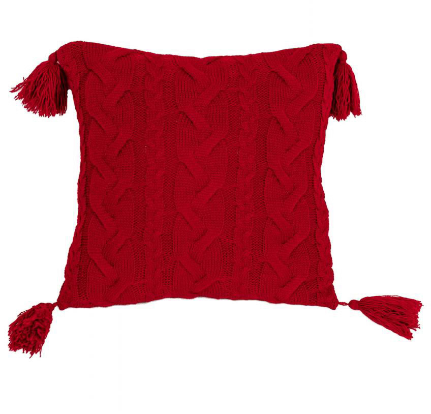 Подушка декоративна Прованс в'язана 45х45 Hit Kosa-01 червона (031670)