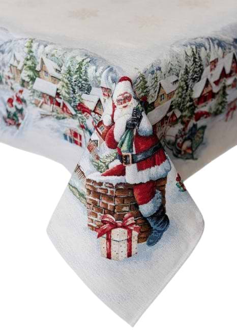 Скатерть прямоугольная Прованс с велюром Снежная зима 135х180 см (037470)
