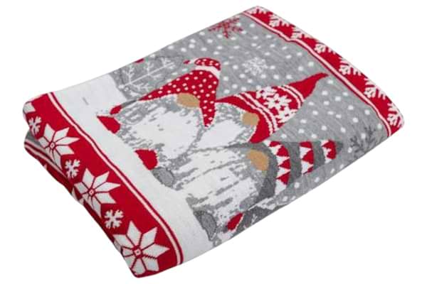 Фото - Плед односпальний Прованс Новорічний в'язаний Веселі гноми 90х130 см (037813)