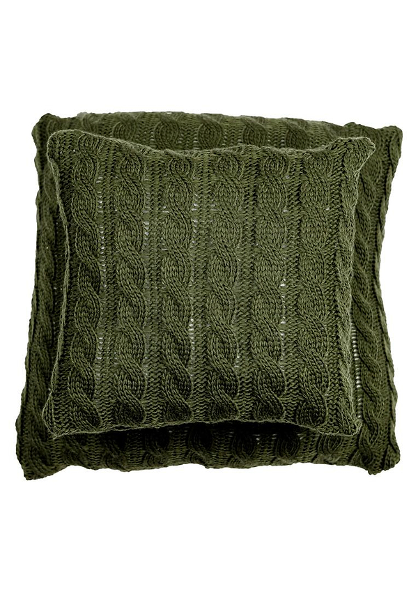 Фото - Подушка декоративна Прованс в'язана Коси Оливкова 33х33 см (029749)