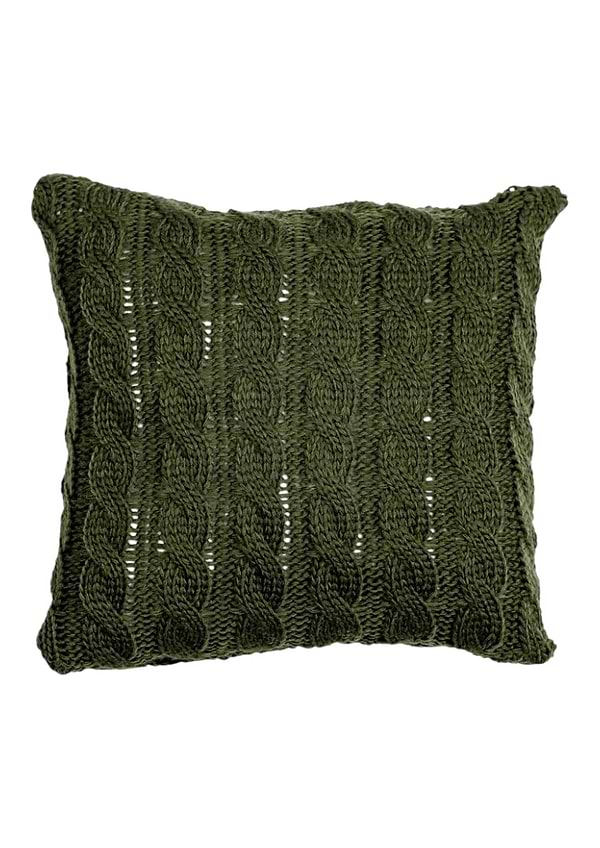Фото - Подушка декоративна Прованс в'язана Коси Оливкова 33х33 см (029749)