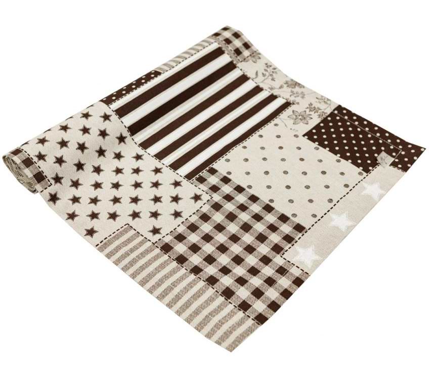 Скатертина раннер Прованс Печворк коричневий 40х140 см (031540) - Фото 1