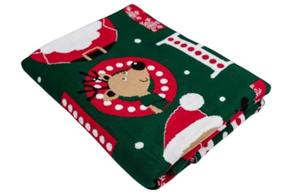 Фото - Плед односпальний Прованс Новорічний в'язаний ''Ho-Ho-Ho'' 90х130 см (037814)