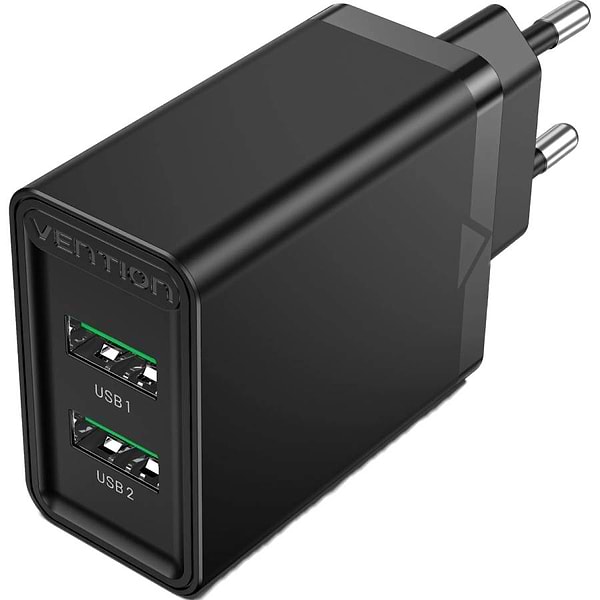 Фото - Сетевое зарядное устройство Vention 2xUSB 36W (USB-Ax2) QC3.0 Black (FBAB0-EU)