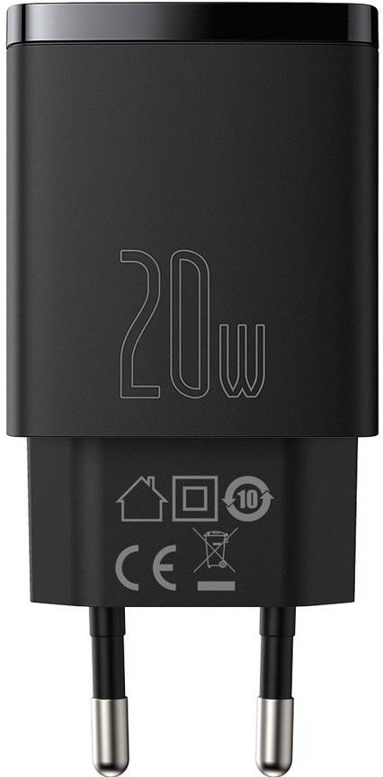 Фото - Сетевое зарядное устройство Baseus Compact Quick Charger U+C 20W EU Black (CCXJ-B01)