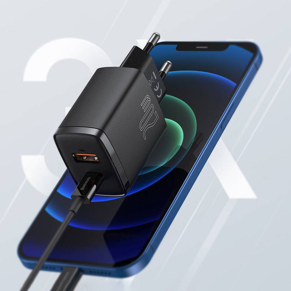 Фото - Сетевое зарядное устройство Baseus Compact Quick Charger U+C 20W EU Black (CCXJ-B01)