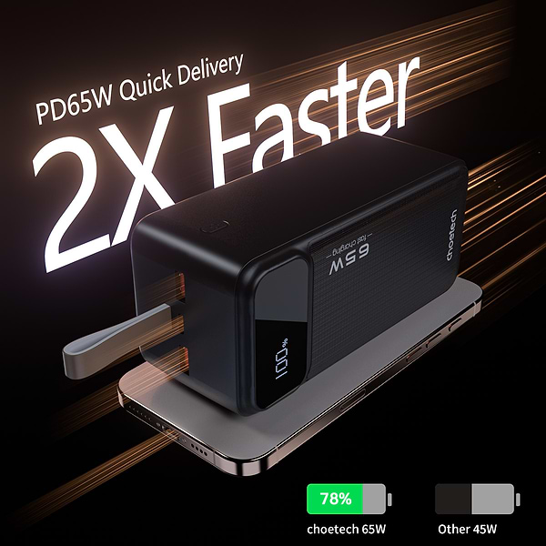 Фото - Батарея мобільна Choetech PD 50000mAh 65W Black (B733-CCBK)