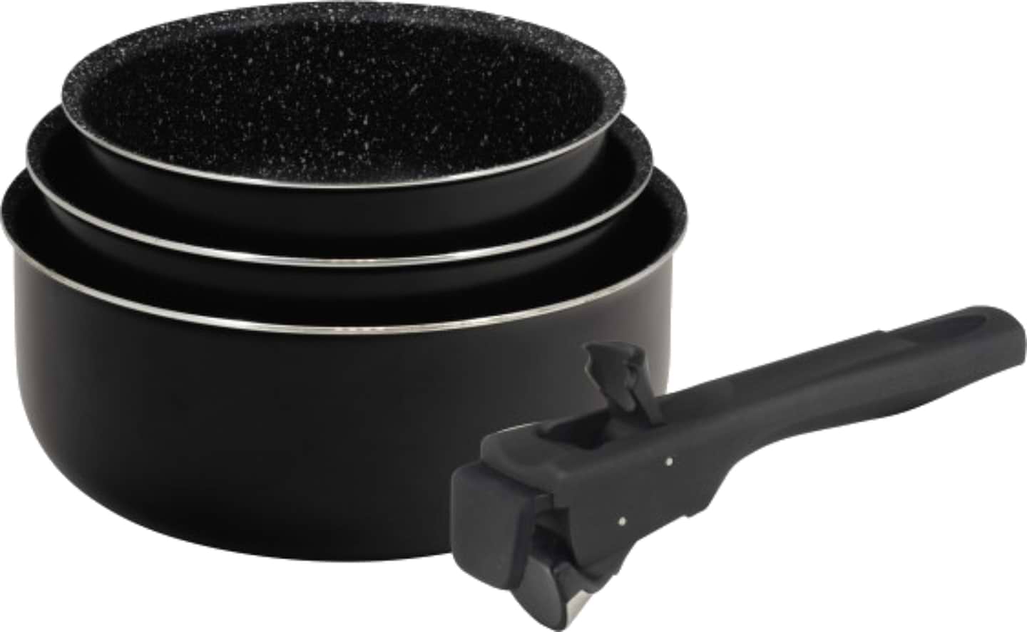 Набор ковшей со съемной ручкой Bergner Click & cook black 16/18/20 см (BG-31602-BK) - Фото 1