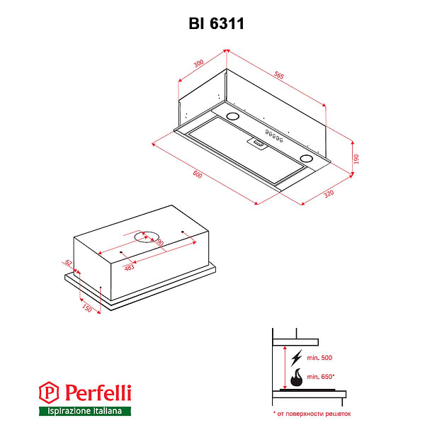 Фото - Вытяжка встраиваемая Perfelli BI 6311 IV