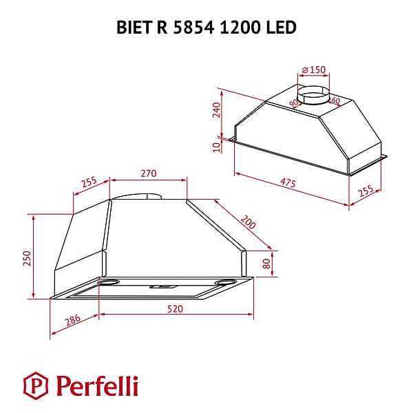 Фото - Витяжка вбудована Perfelli BIET R 5854 I 1200 LED