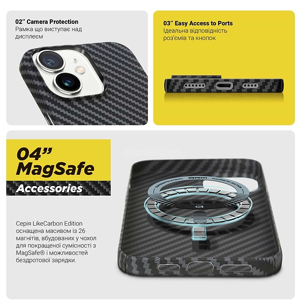 Фото - Чохол для смартфону Armorstandart LikeCarbon MagCase for Apple iPhone 14 Plus Black (ARM66364)