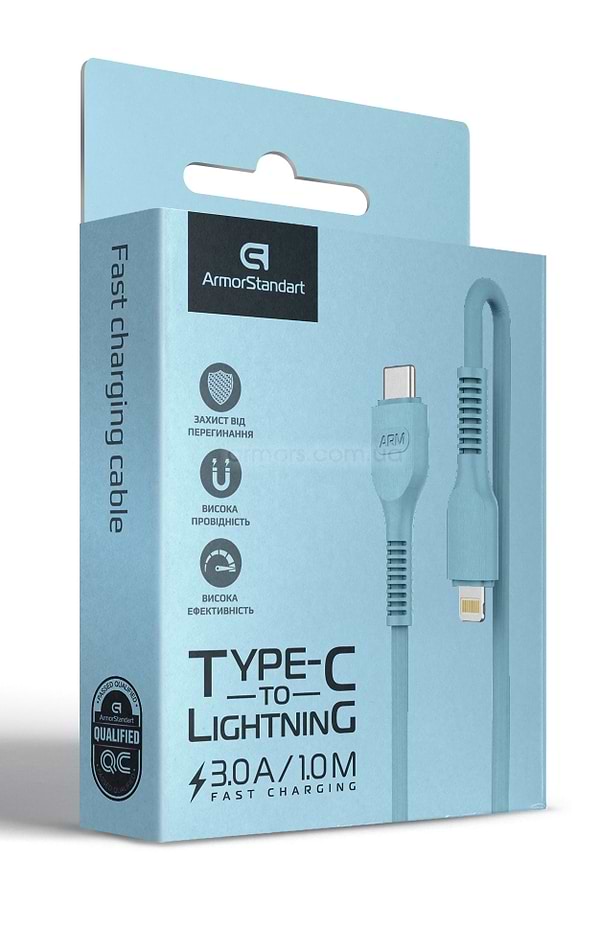Фото - Кабель синхронизации данных Armorstandart AR88 Type-C to Lightning 3A 1m Blue (ARM65288)