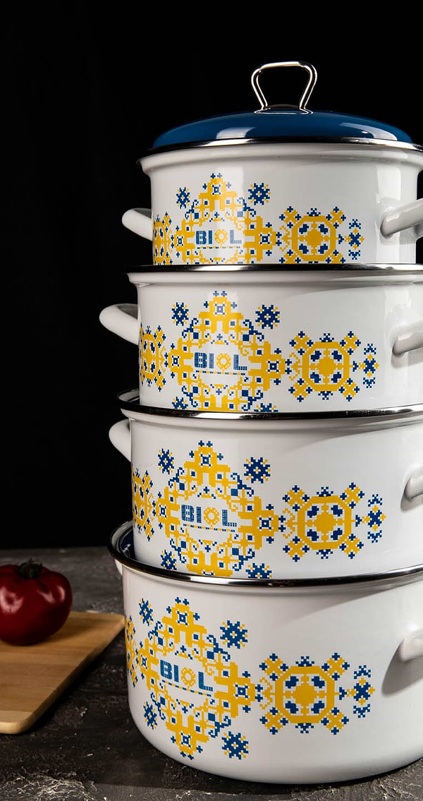 Фото - Каструля Biol CE18V1 2,2 л вишиванка жовто-блакитна