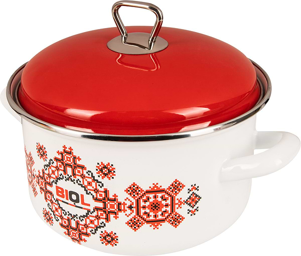 Фото - Кастрюля Biol CE20V2 3,1 л вышиванка красно-черная