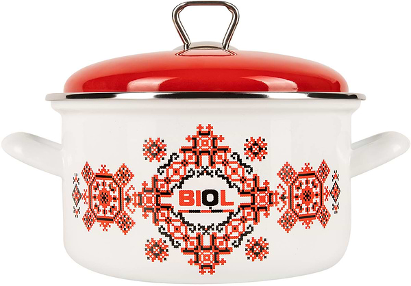 Фото - Кастрюля Biol CE20V2 3,1 л вышиванка красно-черная