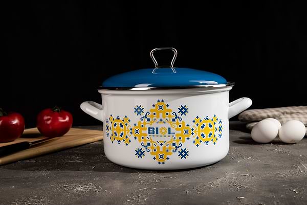 Фото - Каструля Biol CE22V1 4,6 л вишиванка жовто-блакитна
