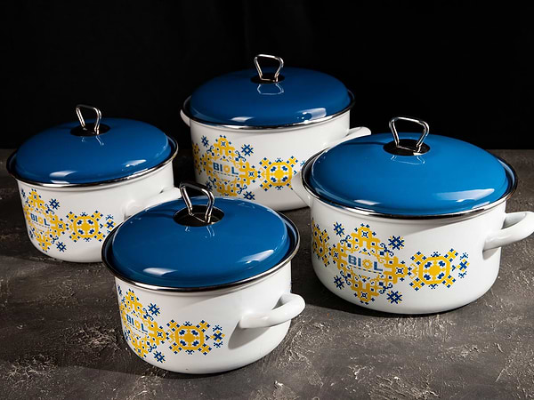 Фото - Каструля Biol CE22V1 4,6 л вишиванка жовто-блакитна