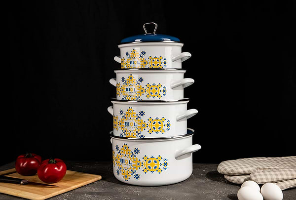 Фото - Каструля Biol CE22V1 4,6 л вишиванка жовто-блакитна