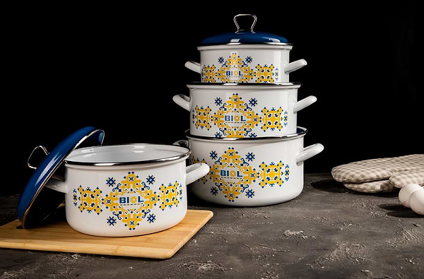Фото - Каструля Biol CE22V1 4,6 л вишиванка жовто-блакитна