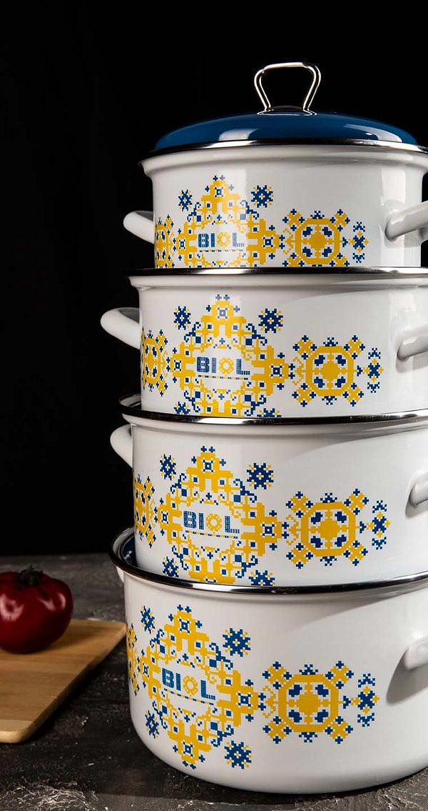 Фото - Каструля Biol CE22V1 4,6 л вишиванка жовто-блакитна