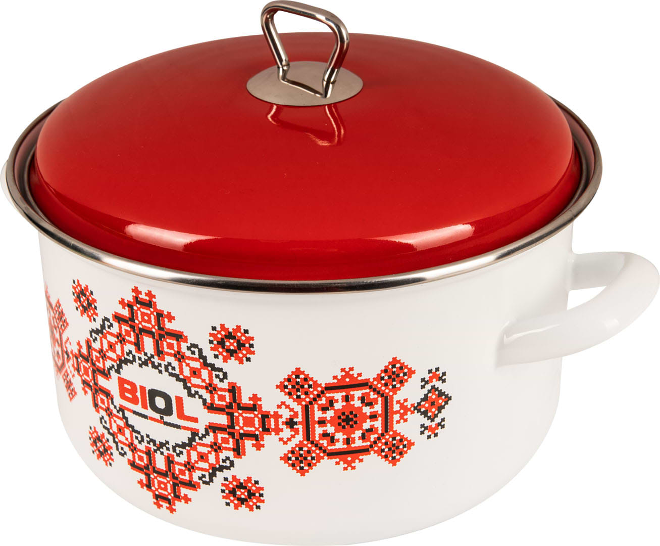 Кастрюля Biol CE24V2 5,6 л вышиванка красно-черная