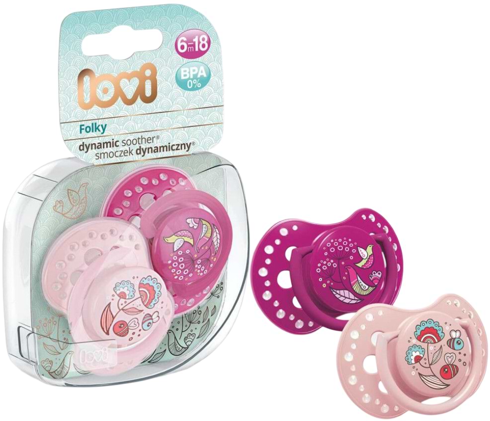 Динамічна пустушка Lovi 6-18 м-ців 2 шт. LOVI Folky (22/843girl) - Фото 1