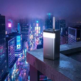 Фото - Батарея мобильная HOCO J86A Powermaster PD20W+QC+LCD+Lamp 50000 mAh Black (714738)