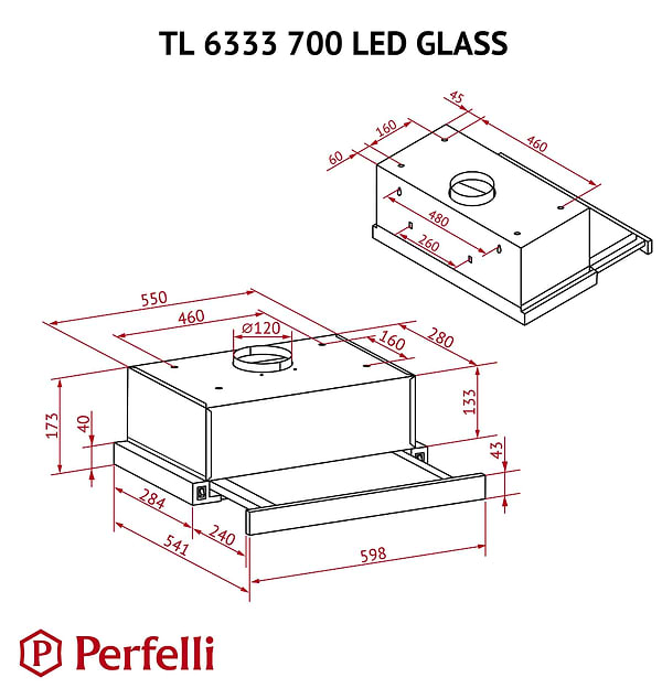 Фото - Витяжка вбудована Perfelli TL 6333 BL 700 LED GLASS