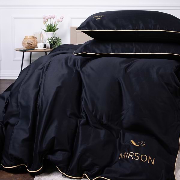 Фото - Комплект постельного белья MirSon Сатин Corner Black Pearl 2х160х220 см (2200001717640)