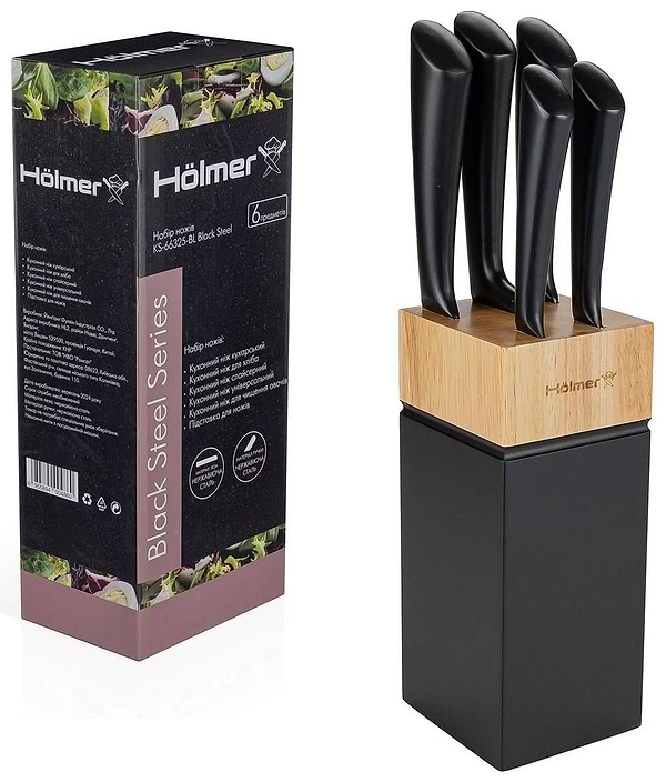 Фото - Набір ножів Holmer KS-66325-BL Black Steel
