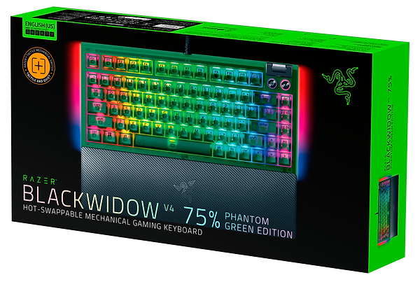 Фото - Клавіатура дротова ігрова Razer BlackWidow V4 75%, Phantom Green (RZ03-05003300-R3M1)