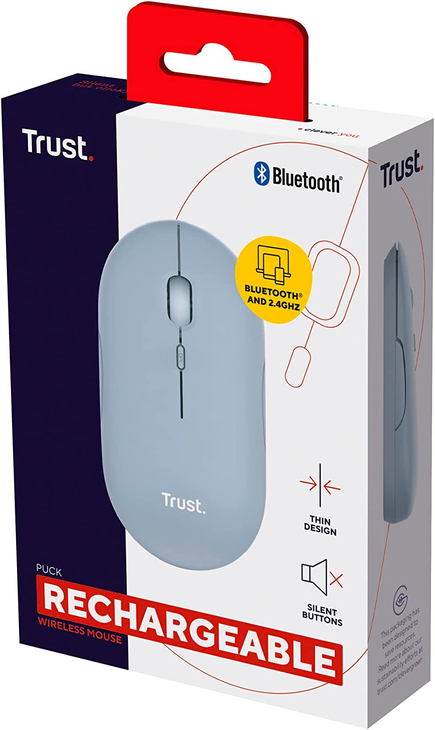 Фото - Миша бездротова Trust Puck Rechargeable Ultra-Thin BT WL Silent Blue (24126)