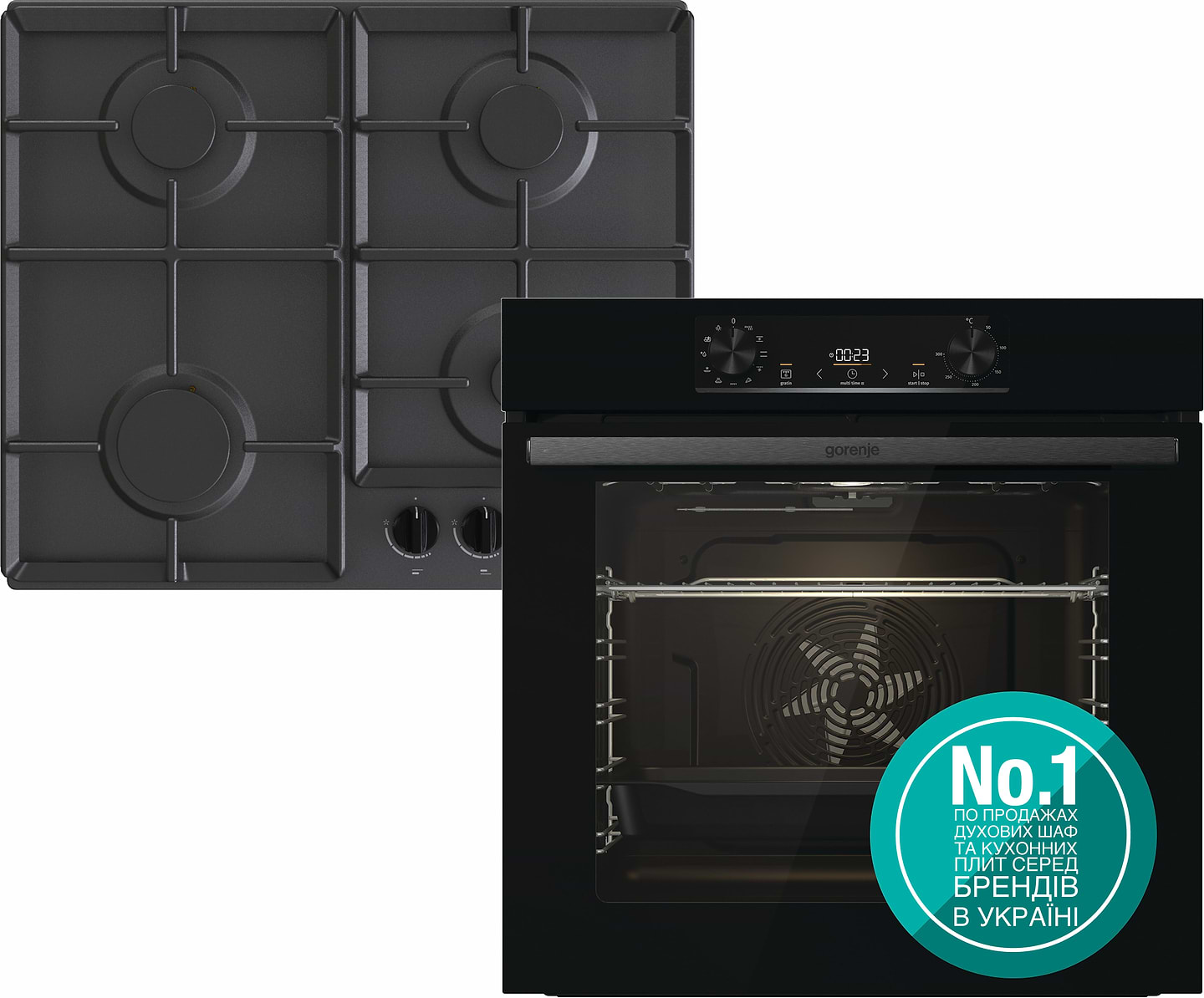 Духова шафа + варильна поверхня газова Gorenje BO6735E02BK + G641EB