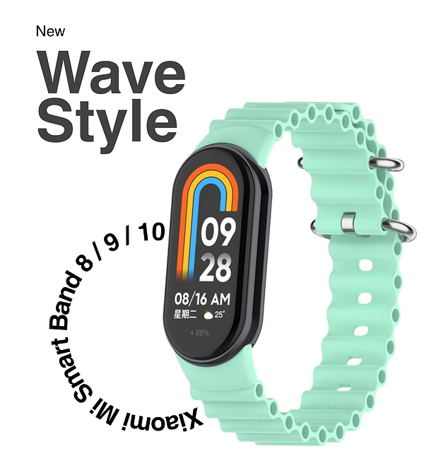 Фото - Ремешок для фитнес-браслета BeCover Wave Style for Xiaomi Mi Smart Band 8 / 9 / 10 Light Green (714356)