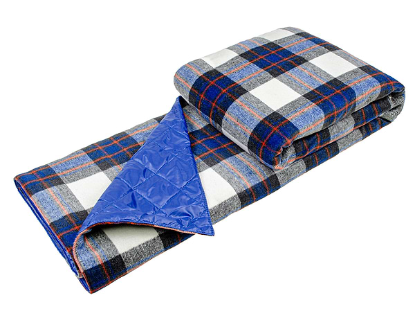 Фото - Плед полуторный Home Line 4 в 1 клетка синяя (145268)