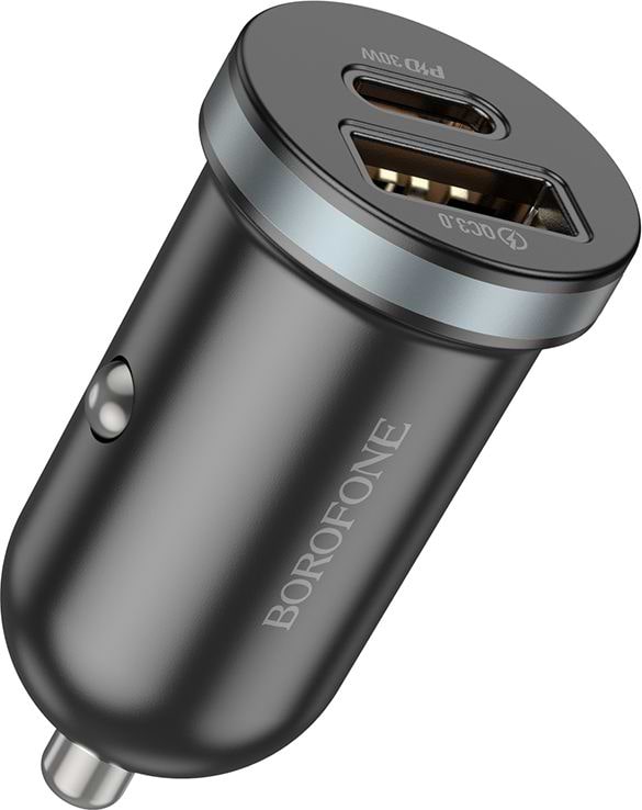 Автомобильное зарядное устройство BOROFONE BZ22 Scenery dual port PD30W+QC3.0 car charger Black (6941991105180)